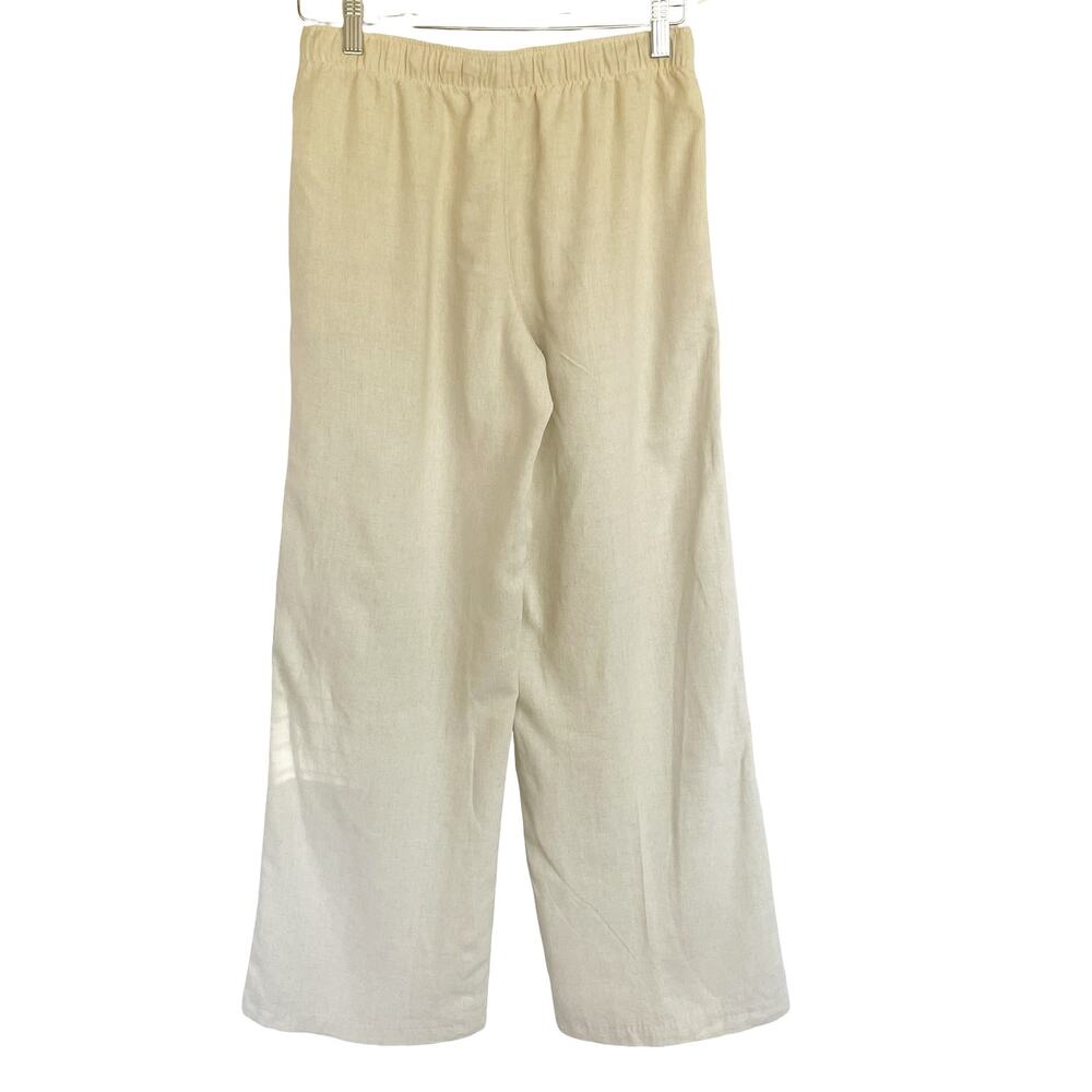 Hollister Ella‎ Adjustable Rise Wide-Leg Linen Blend Pants Sz XS/S Natural Beige - Picture 3 of 8
